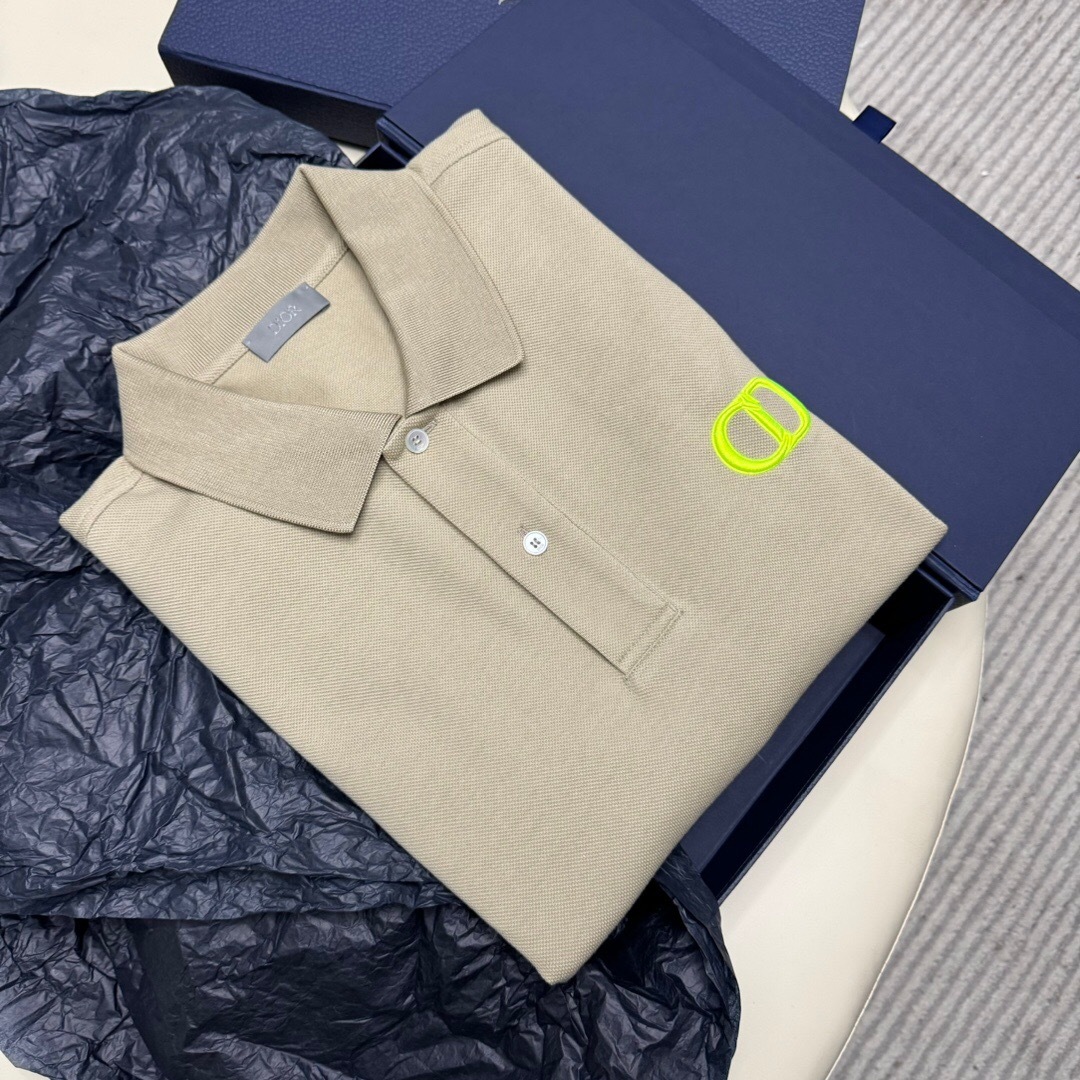 P259 刺绣POLO衫短袖 杏色