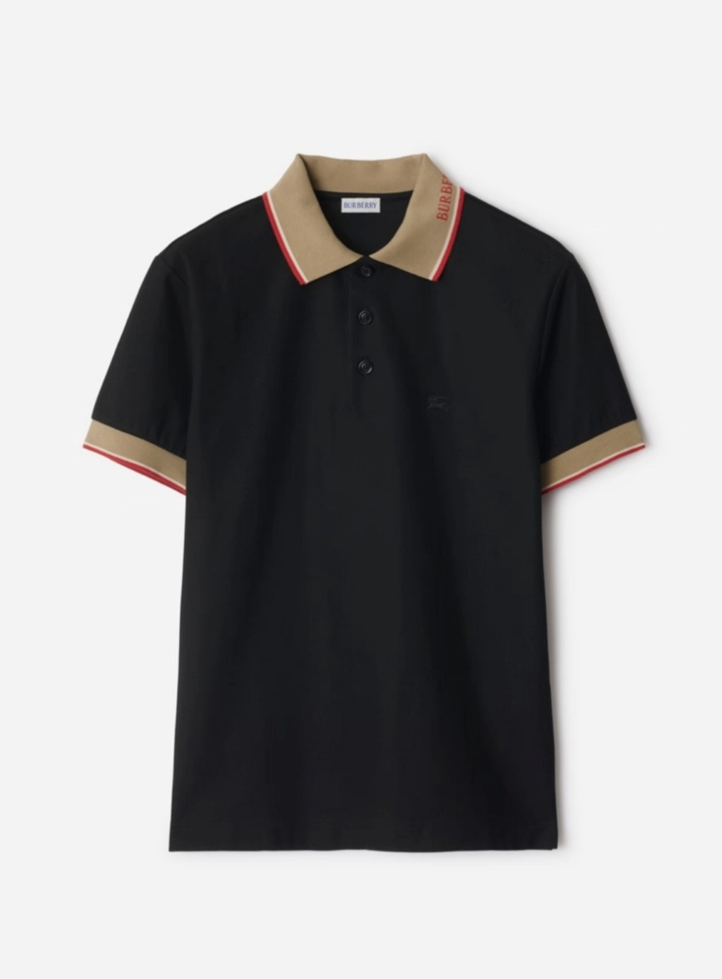 P299 br字母织带领POLO衫 黑色