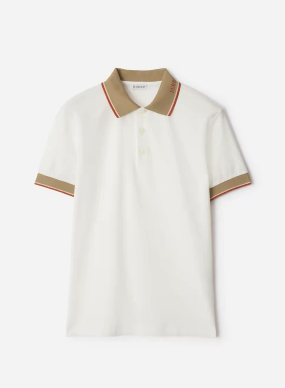 P299 br字母织带领POLO衫 白色