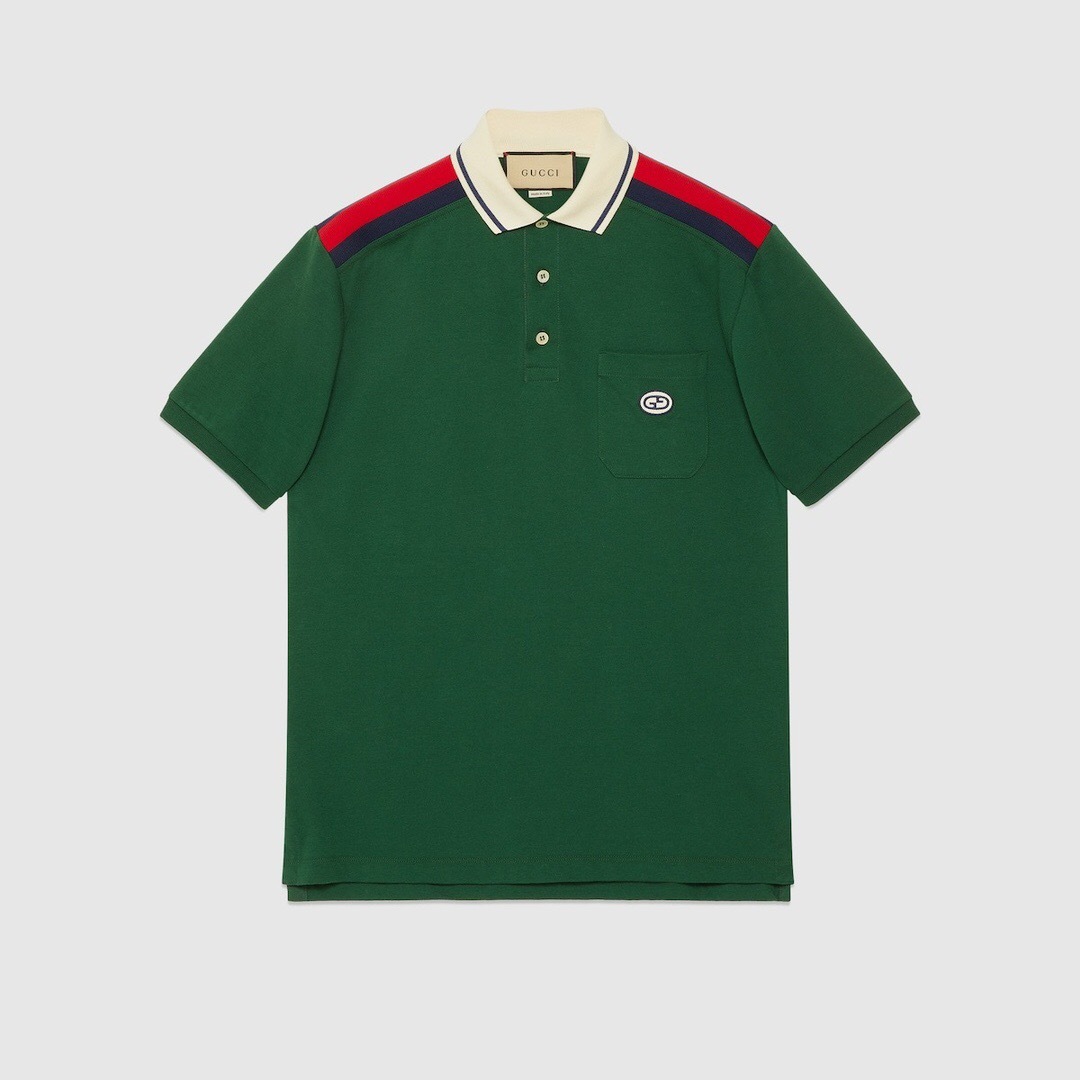 P339  红绿织带POLO衫 绿色