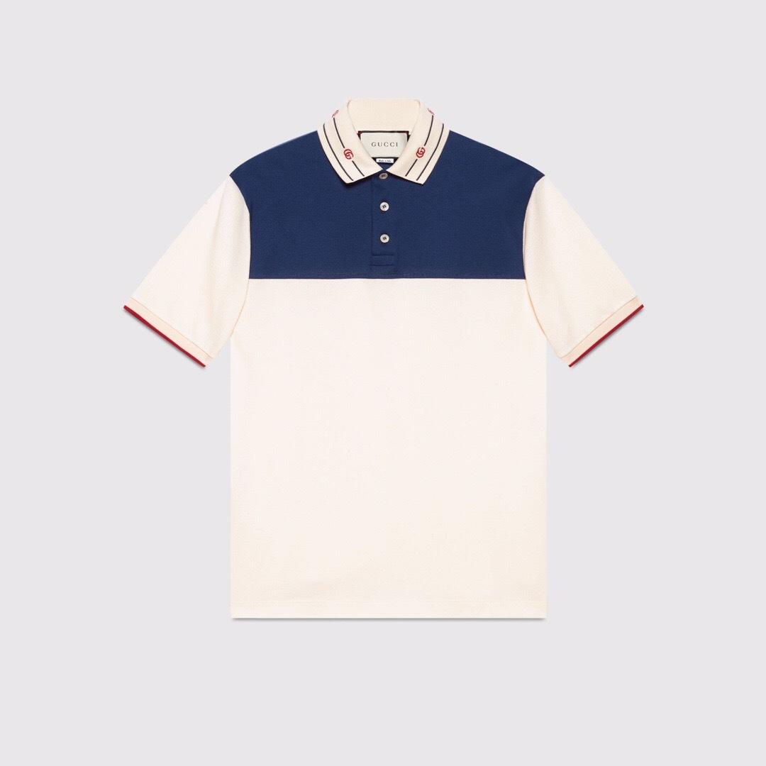 P289 G刺绣蓝拼接POLO衫