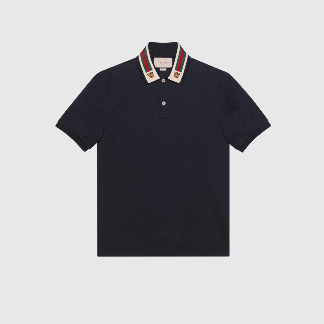 P289 虎头织带POLO衫 深蓝色