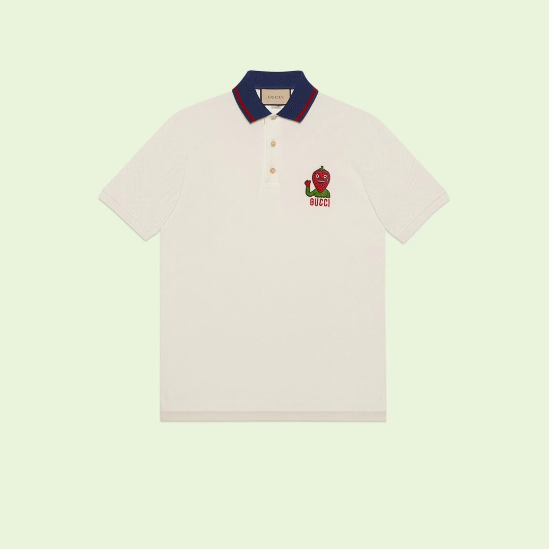 P279 草莓刺绣polo