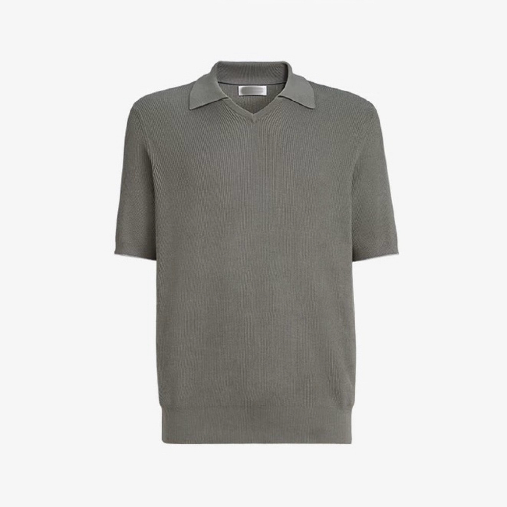 P389 小v领POLO衫 卡其色