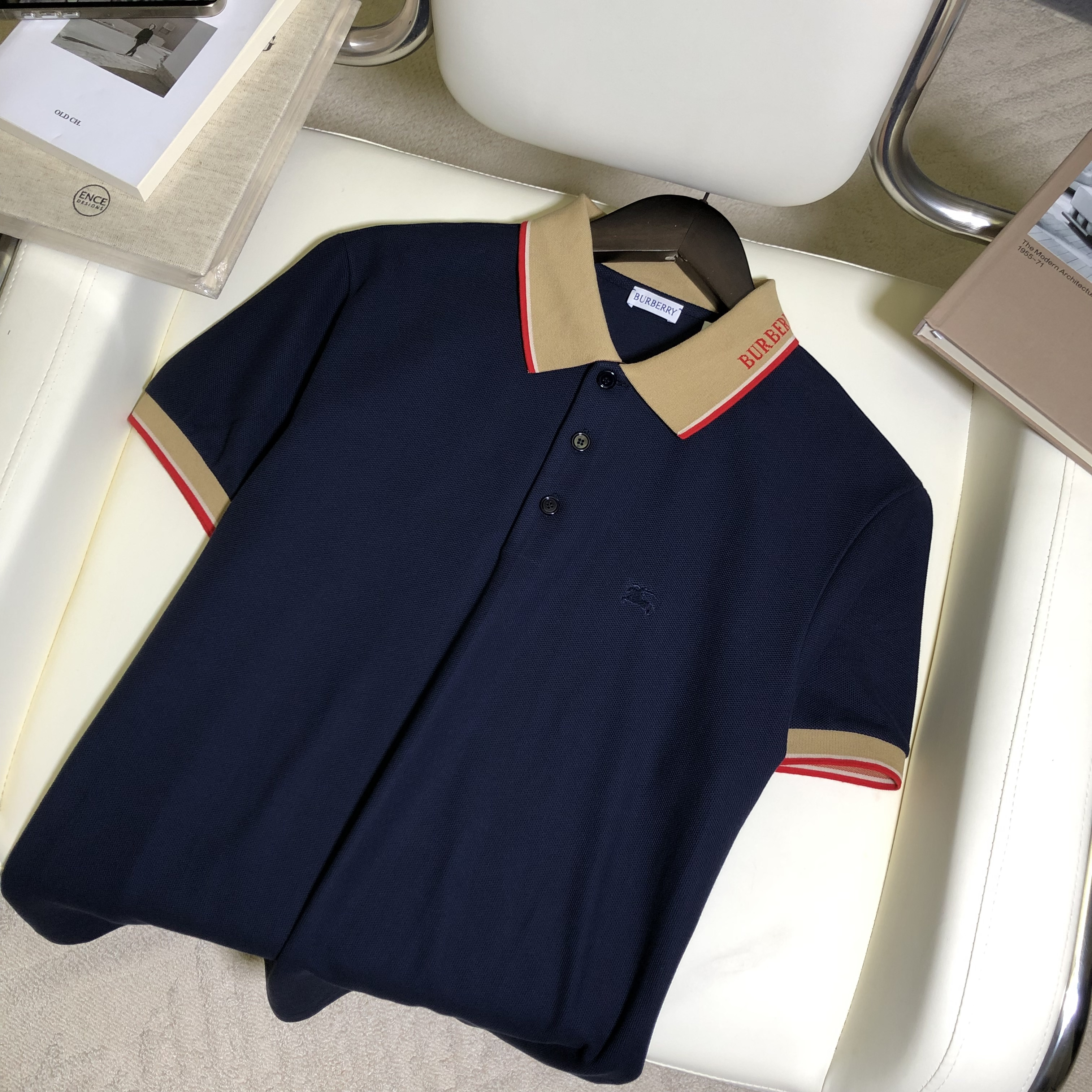 P299 War horse letter jacquard collar polo shirt