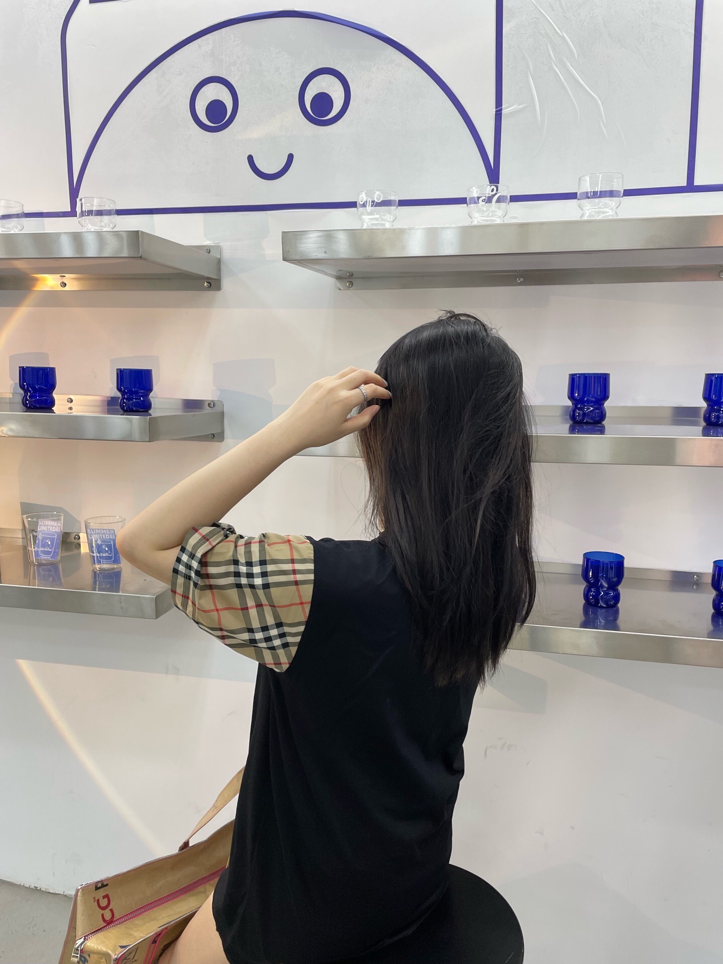 P209 格子衣袖短袖 黑色 · image 19