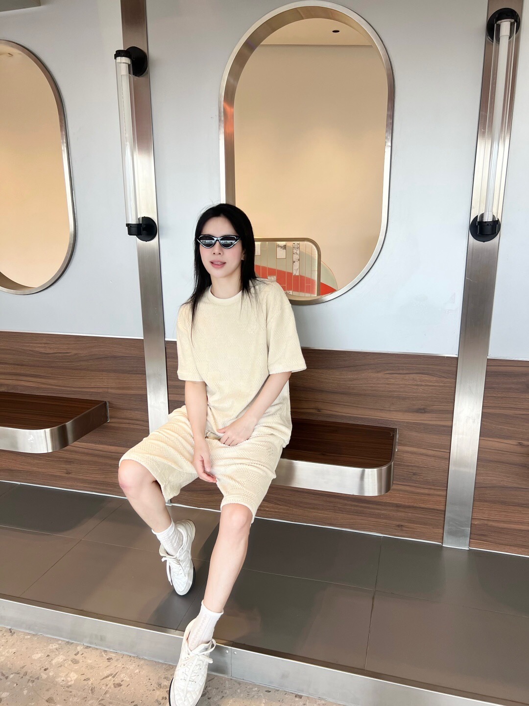 P309 棋盘格提花短裤 杏色 · image 16