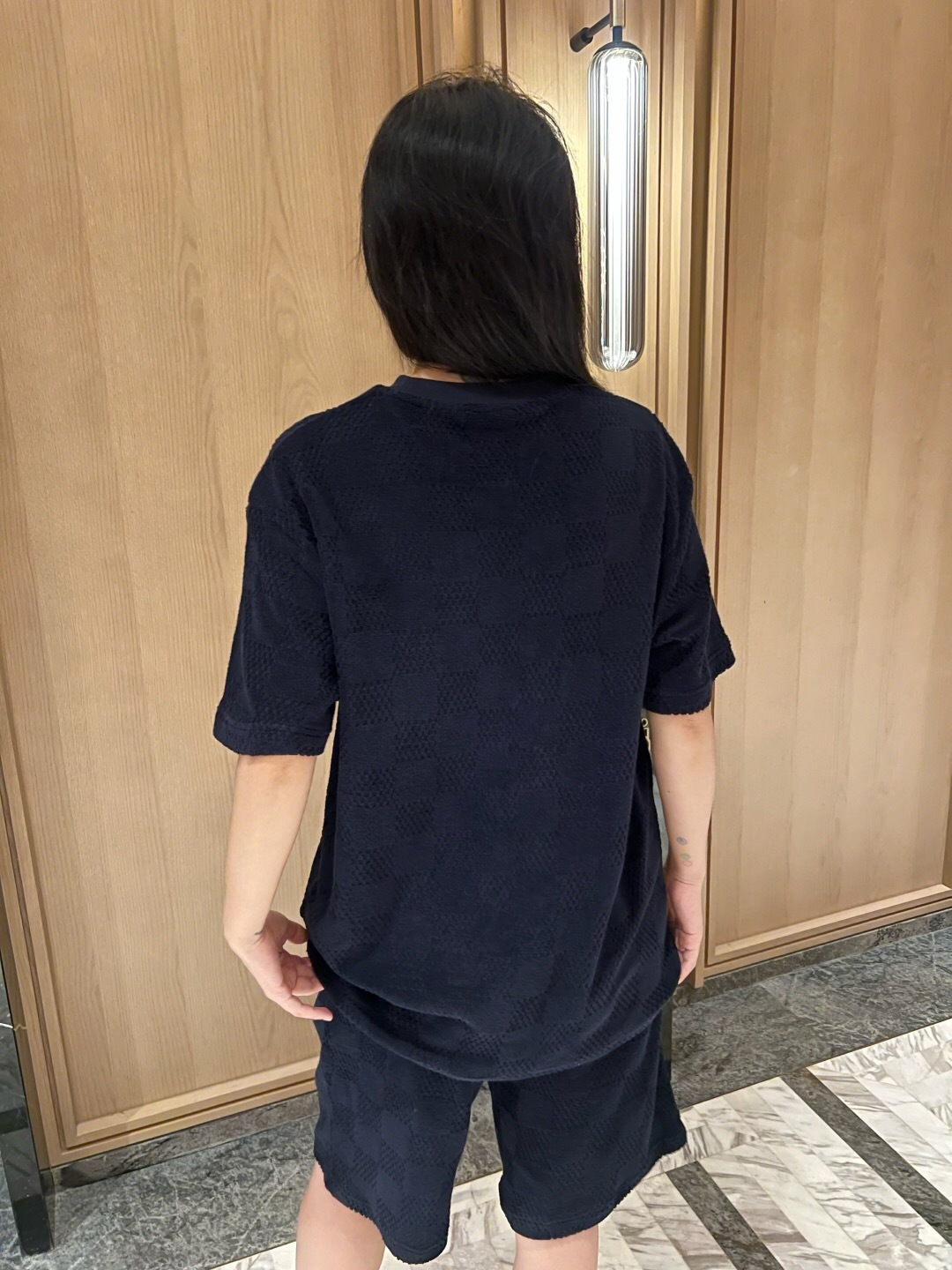 P289 棋盘格提花T恤 深蓝色 · image 16