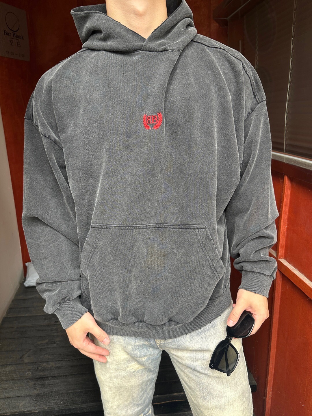 P369 小麦穗绣花帽衫水洗灰 · image 17