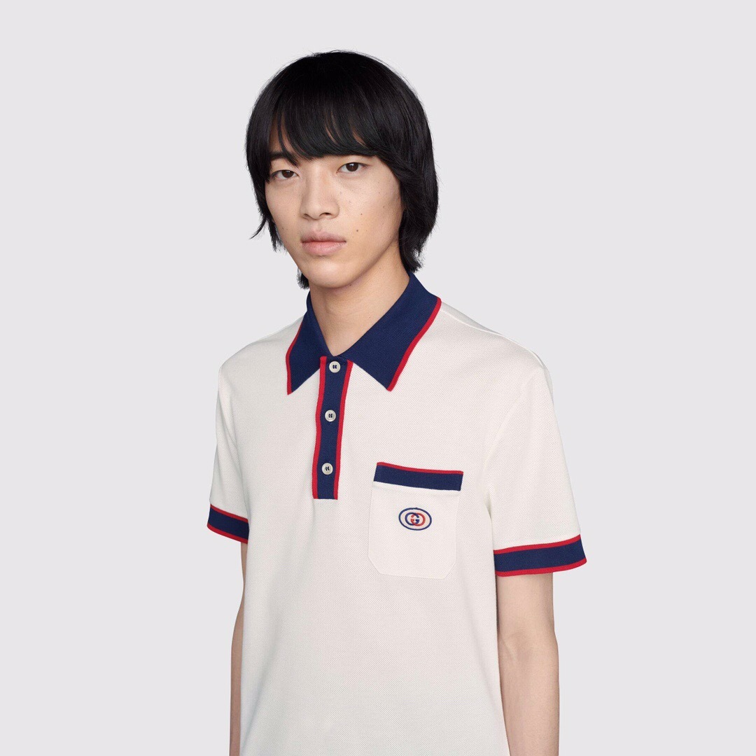 P289 杏色红蓝条POLO衫 · image 15