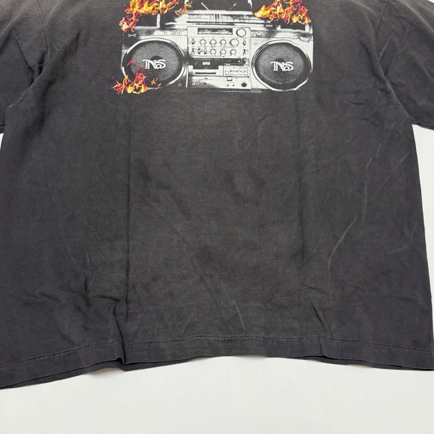 P199 火焰磁带收音机洗水做旧短袖 · image 12