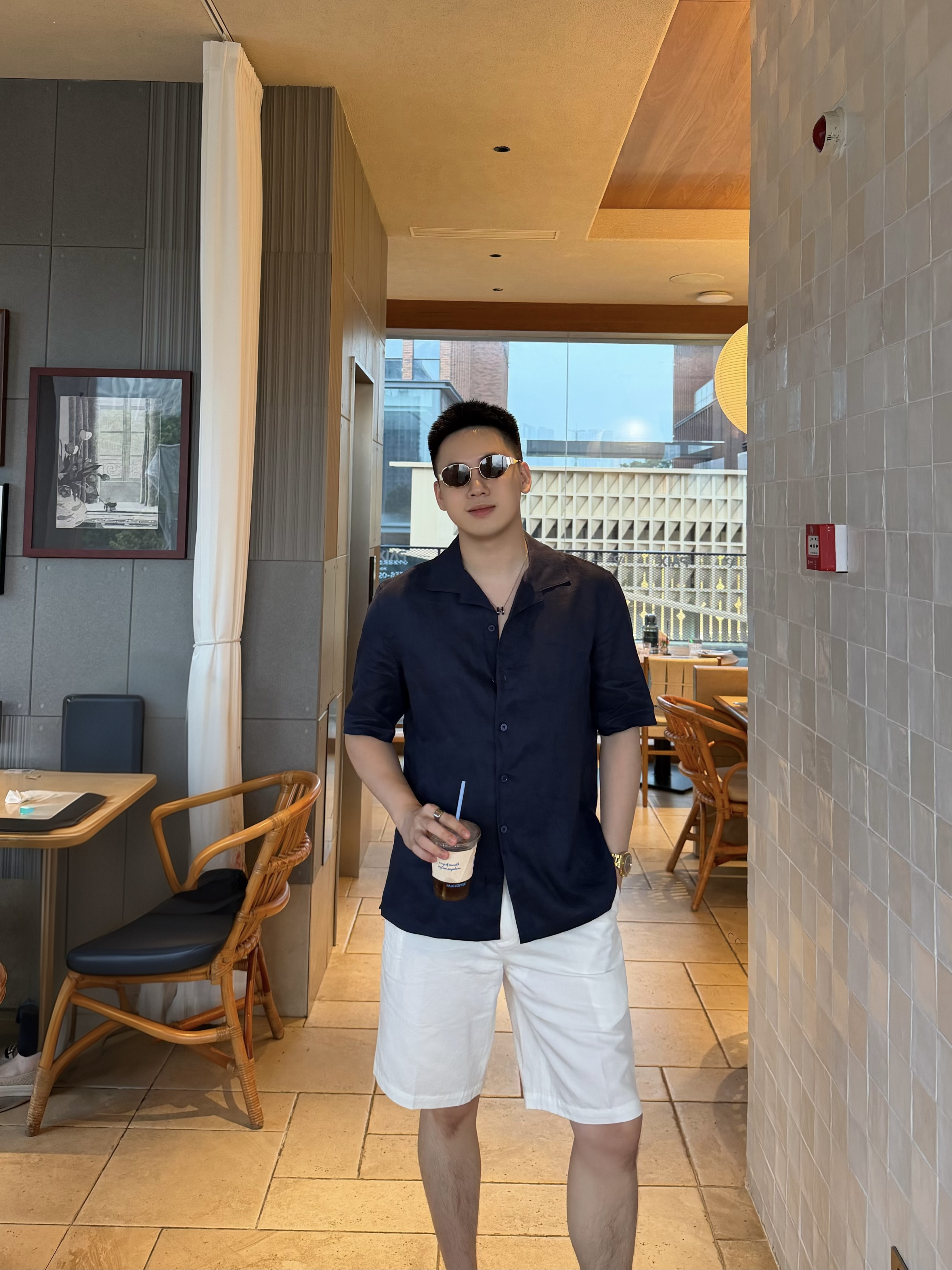 P409 深蓝短袖亚麻衬衫 · image 19