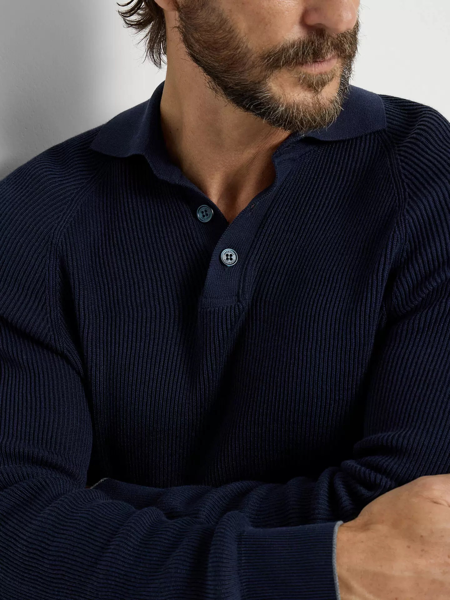 P399 Deep blue striped long sleeved polo shirt · image 15