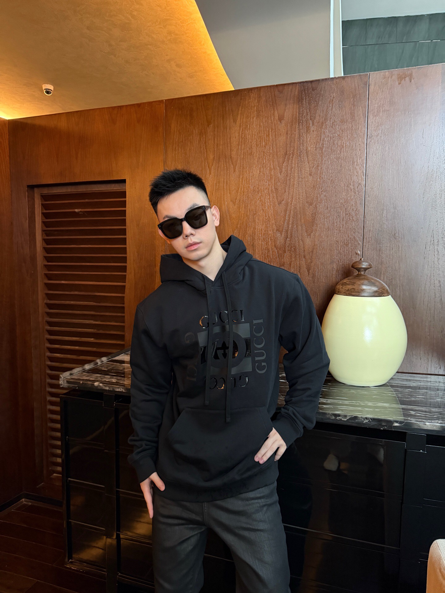 P389 Black Double G Large Print Hoodie · image 16