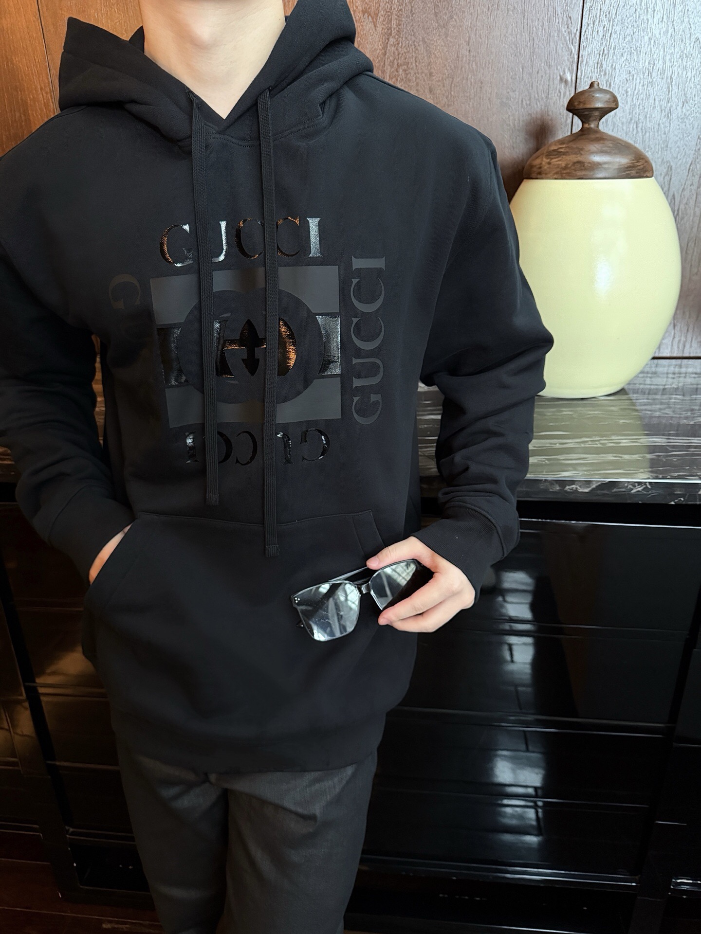 P389 Black Double G Large Print Hoodie · image 18