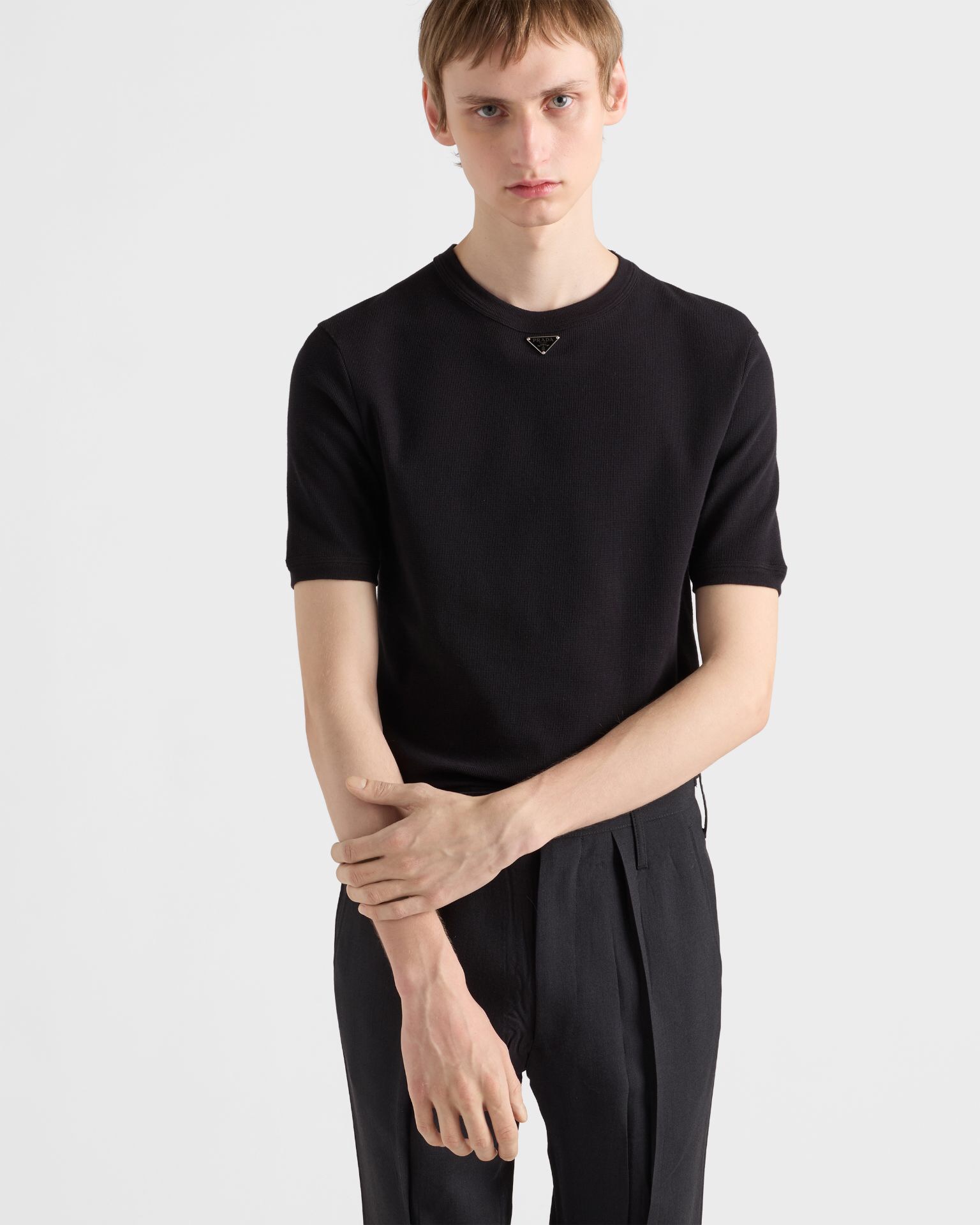 P239 Triangle Knitted Threaded Edge T-shirt · image 12